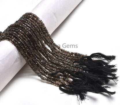 Natural Smoky Smooth Handmade Uneven Tyre Shape Beads,12"std Black Smoky Quartz Beads, Smoky Smooth Gemstone Beads Jewelry Making Craft Sale
