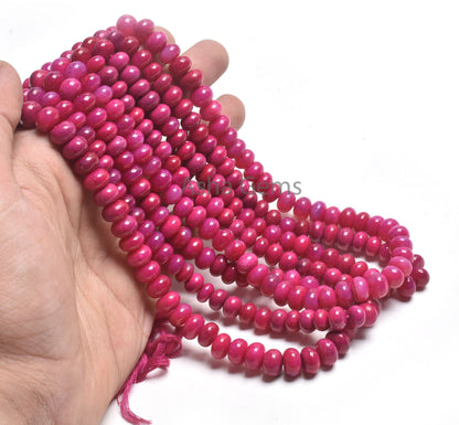 Amazing Magenta Pink Opal smooth Rondelle Gemstone Beads,16" Strand Opal Beads, AAA Dark Pink Opal Plain Handmade Bead Jewelry Making Crafts