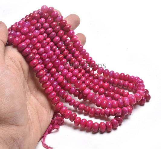 Amazing Magenta Pink Opal smooth Rondelle Gemstone Beads,16" Strand Opal Beads, AAA Dark Pink Opal Plain Handmade Bead Jewelry Making Crafts