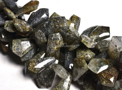 Beautiful Black Sunstone Fancy Shape Beads,7.5"Strand Rare Green Black Sunstone Faceted Fancy Beads, Natural Sunstone Faceted Briolette SALE