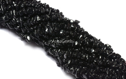 34"Strand Natural Black Spinel Uncut Chips Beads Gemstone Black Spinal Raw Rough Nugget Beads, Spinel Beads Uneven Uncut Chip Jewelry Crafts