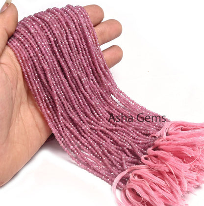 2.5 mm Fine Quality Pink Tourmaline Micro Cut Faceted Rondelle Gemstone Loose Beads, Natural Tourmaline Tiny machine cut Bead Jewelry Crafts