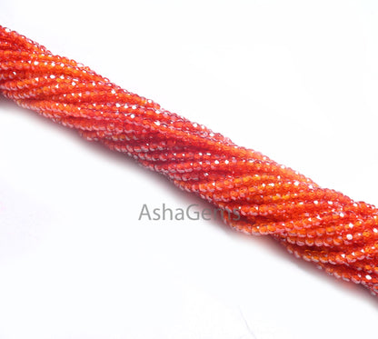 13 Inch Strand Beautiful Shaded Orange Zircon Micro Faceted Rondelle Shape Bead,3.2 mm Cubic Zircon Machine Cut Beads For Jewelry Craft SALE