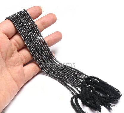 AAA Beautiful Gunmetal Machine Cut Rondelle Tiny Gemstone Loose Beads,2.5 mm Hematite Micro Cut Faceted Gunmetal Beads Jewelry Making Crafts