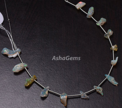Rainbow Fire Ethiopian Opal Untreated Beads, 23Carat Beautiful Flashy Fire Opal Rough Nuggets Beads, Rock Mineral Opal Loose Gemstone Beads