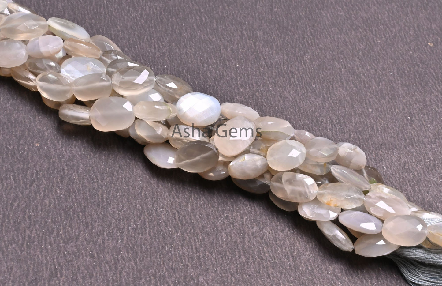 9" Strand Natural Grey Moonstone faceted Indian Cut Oval Gemstone Beads, Moonstone Oval Briolette Beads, grey Moonstone Beads Jewelry Crafts