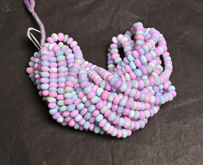 AAA Multi Light Pink Blue Opal Smooth Rondelle Shape Gemstone Beads, Shaded Multi Color Opal Plain handmade Opal Bead Jewelry Necklace Craft