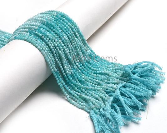 3 mm AAA Quality Amazonite Micro Cut faceted Rondelle Beads,13" Strand Shaded Blue Amazonite Machine Cut Gemstone Bead, Amazonite Beads SALE