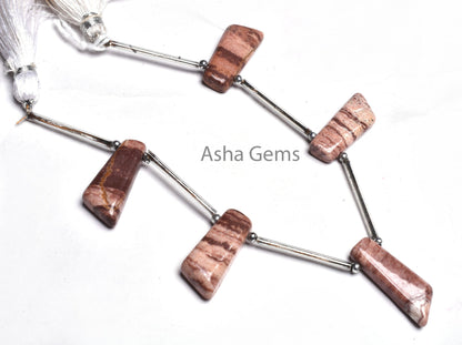 Natural Brown Jasper Fancy 7 Shape Uneven Smooth Beads, Picture Jasper Smooth Handmade Side Drill Fancy Long Slice Gemstone Beads Handicraft