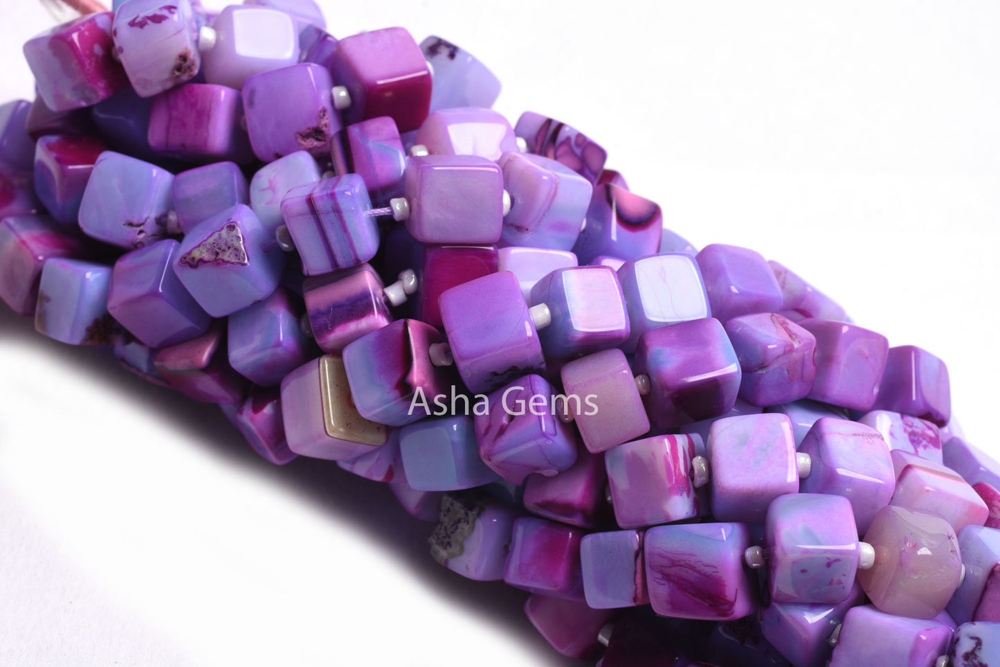 9"Strand lavender Opal Smooth Box Shape Beads, Shaded lavender Purple Pink Opal Plain 3D Cube Box Beads, Opal Handmade Cube Gemstone beads