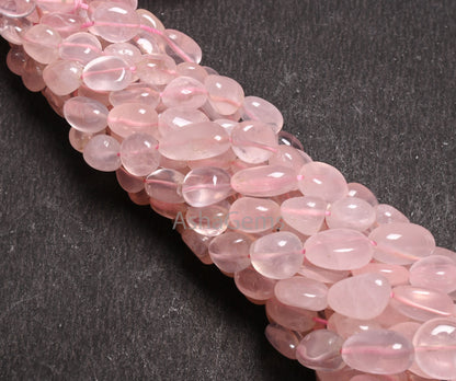 Fine Quality Pink Rose Quartz Smooth Nugget Gemstone Loose Beads,9/18" Strand Natural Rose Quartz Tumble Handmade Bead Necklace Jewelry SALE (AG 22303)