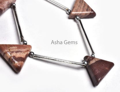 Natural Jasper Trillion Handmade Gemstone Beads, Shaded Brown Jasper Smooth Triangle Side Drill Beads,5Piece Strand Jasper Bead Jewelry SALE