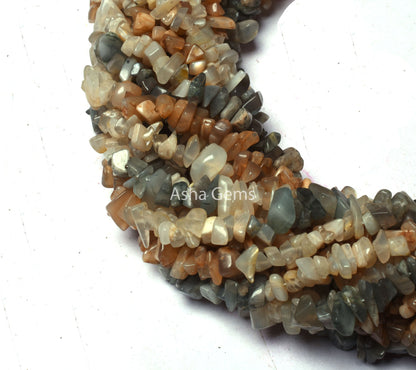34"Strand Natural Multi Moonstone Uncut Chips Gemstone Beads, Moonstone Smooth Raw Rough Beads Multi Color Moonstone Uncut Chip Jewelry SALE