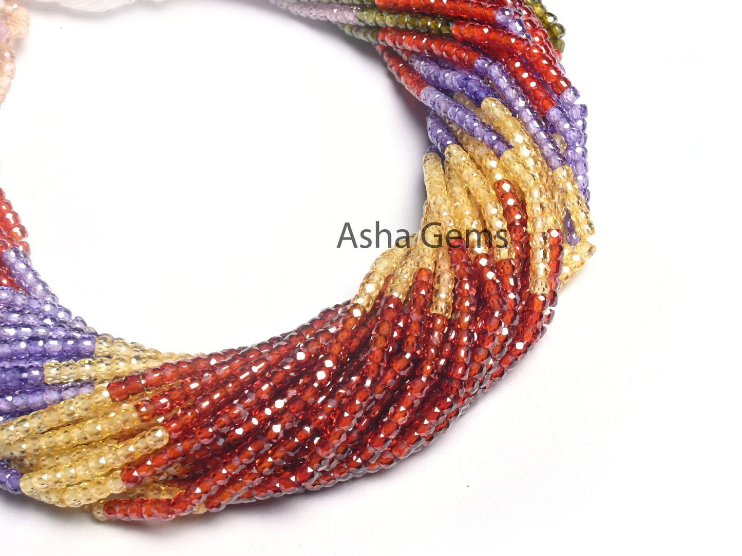 Beautiful Multi Color Zircon Micro Cut Beads,12.5" AAA Cubic Zircon Machine Cut Faceted Rondelle Gemstone Beads 3 mm, Jewelry Making Crafts