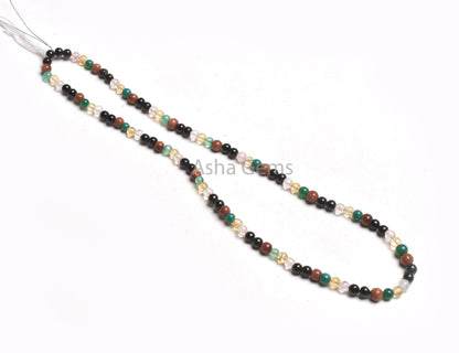 4-4.5 mm Multi Color Stone Smooth round Shape Beads, Mix Color Shaded Gemstone Plain Round Ball Beads,15.5" Disco Bead Jewelry Necklace SALE