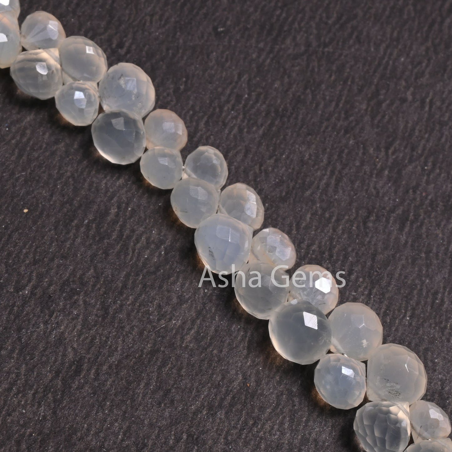 6-8 mm AAA Silver Coated White Chalcedony Onion Shape Beads,9" Strand Chalcedony Fancy Onion faceted Briolette Gemstone Bead Jewelry Makings