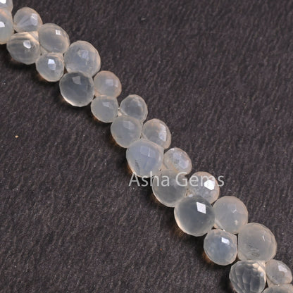 6-8 mm AAA Silver Coated White Chalcedony Onion Shape Beads,9" Strand Chalcedony Fancy Onion faceted Briolette Gemstone Bead Jewelry Makings
