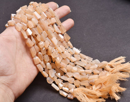 Light Peach Moonstone Faceted Nugget Gemstone Beads, AAA Natural Pink Moonstone Uneven Tumble Straight Drill Bead, Moonstone Bead Craft SALE