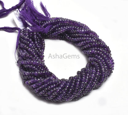 5 mm Purple Amethyst Smooth Rondelle Gemstone Beads,13" Strand Natural Amethyst Handmade Plain Beads, Fine African amethyst Jewelry makings