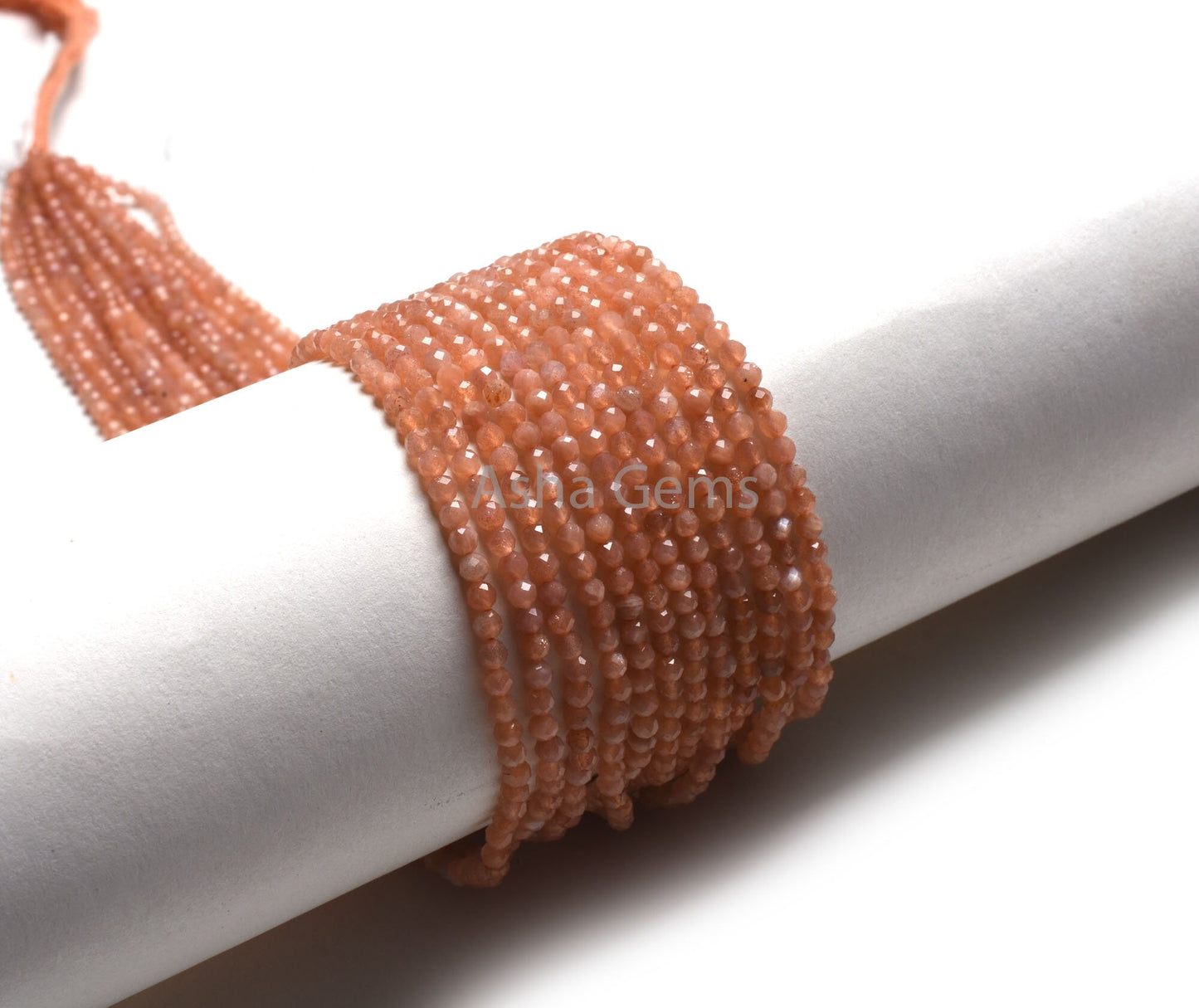 3.25 mm Natural Peach Moonstone Machine Cut Beads,13" Strand Moonstone Micro Cut Faceted Roundelle Gemstone Bead, Peach Moonstone Bead SALE