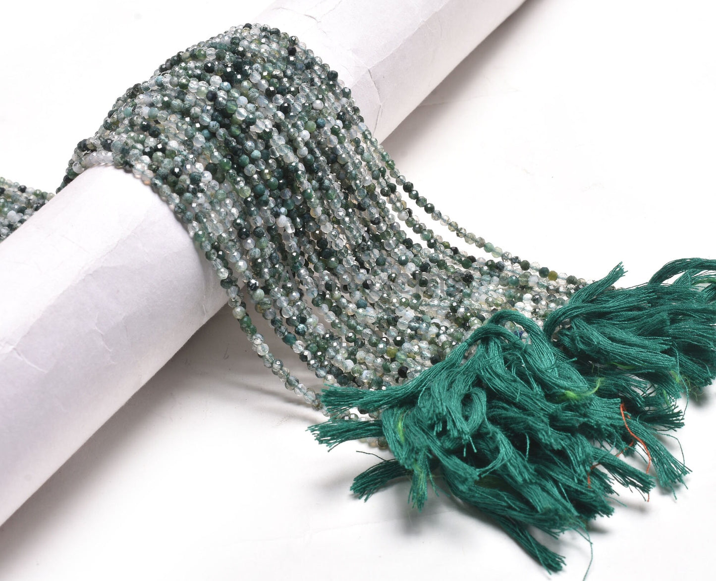 Rare Moss Green Agate Micro Cut Faceted Rondelle Gemstone Beads,2.8 mm Natural Moss agate Beads, Agate Machine Cut Bead Jewelry Crafts SALE