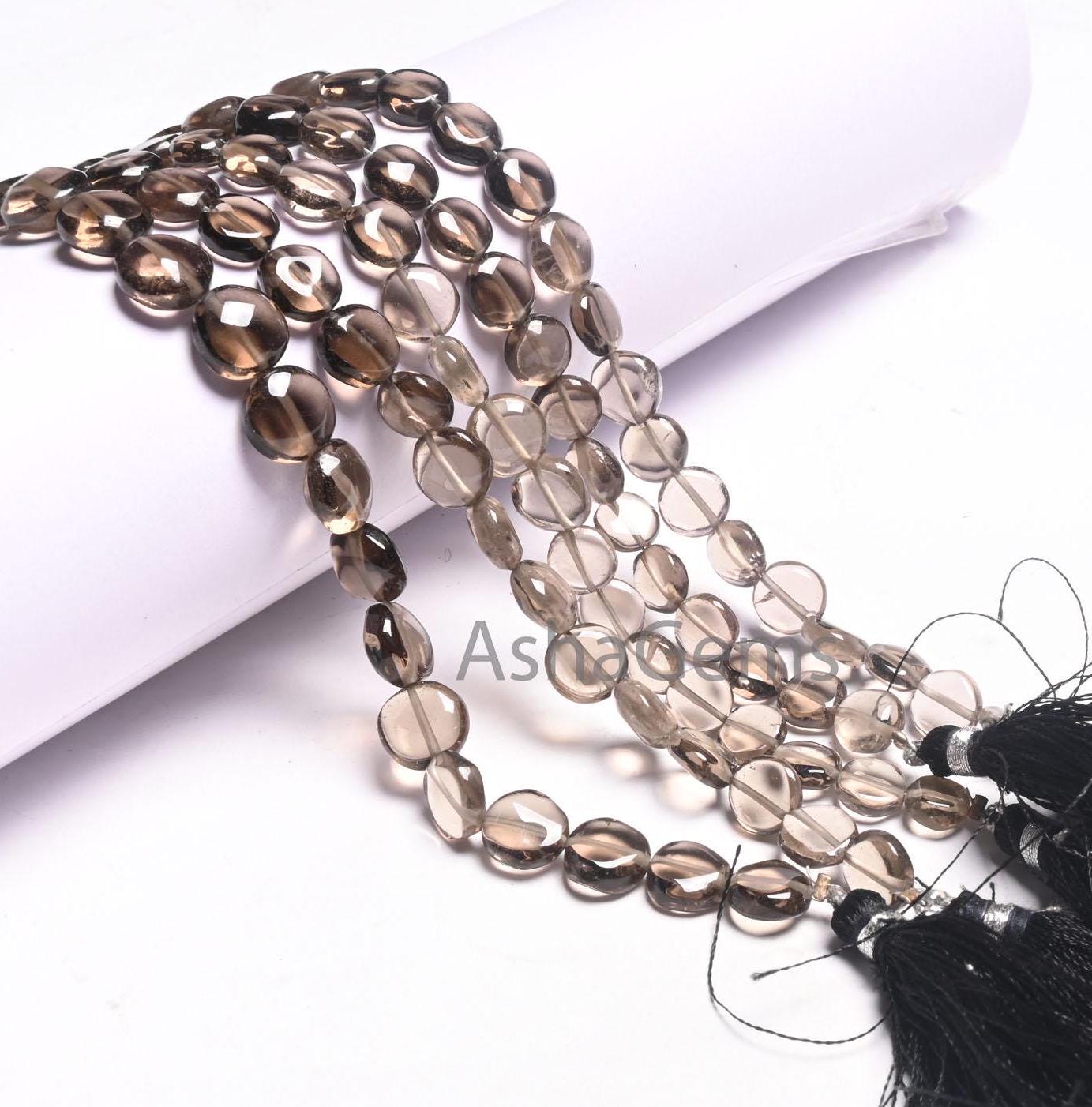 Fine Quality Smoky Quartz Smooth Coin Shape Gemstone Beads, Natural Shaded Smokey Plain Handmade Coin Straight Drill Smoky Bead Jewelry SALE