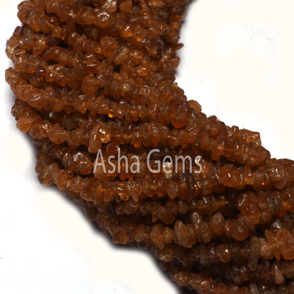 Natural Hessonite Garnet Uncut Chip beads,34" strand Garnet Bead Fine Brown hessonite garnet smooth raw rough Uneven Tiny Chip beads Jewelry
