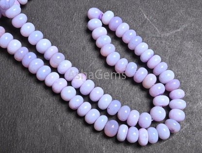 AAA Light Lavender Blue Opal Smooth Rondelle Beads,16" Light Purple Opal Plain Handmade Gemstone Loose Bead Blue Opal Beads Jewelry Necklace