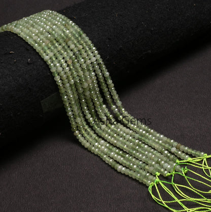 Shaded Light Green Jade Quartz Machine Cut Beads4.5 mm Fine Green Jade Quartz Faceted Rondelle Gemstone Loose Bead,13.5" Jewelry Crafts SALE