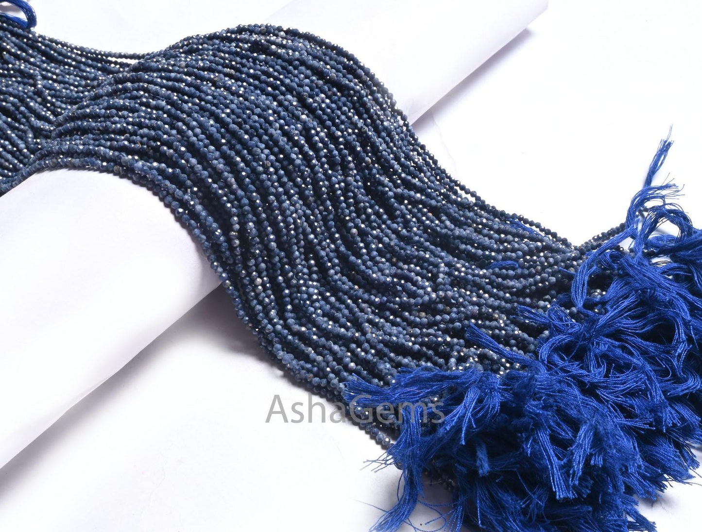 12.5"Strand Natural Blue Sapphire Micro Cut Rondelle Faceted Gemstone Beads,2.25-2.4 mm Sapphire machine cut Bead Jewelry Making Craft SALE