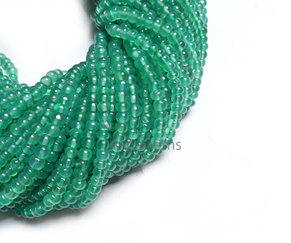 Fine Quality Green Onyx Smooth Rondelle Gemstone Beads, Onyx Beads, Beautiful Green Onyx Plain Roundelle Shape Handmade Beads Jewelry making (AG 12287)