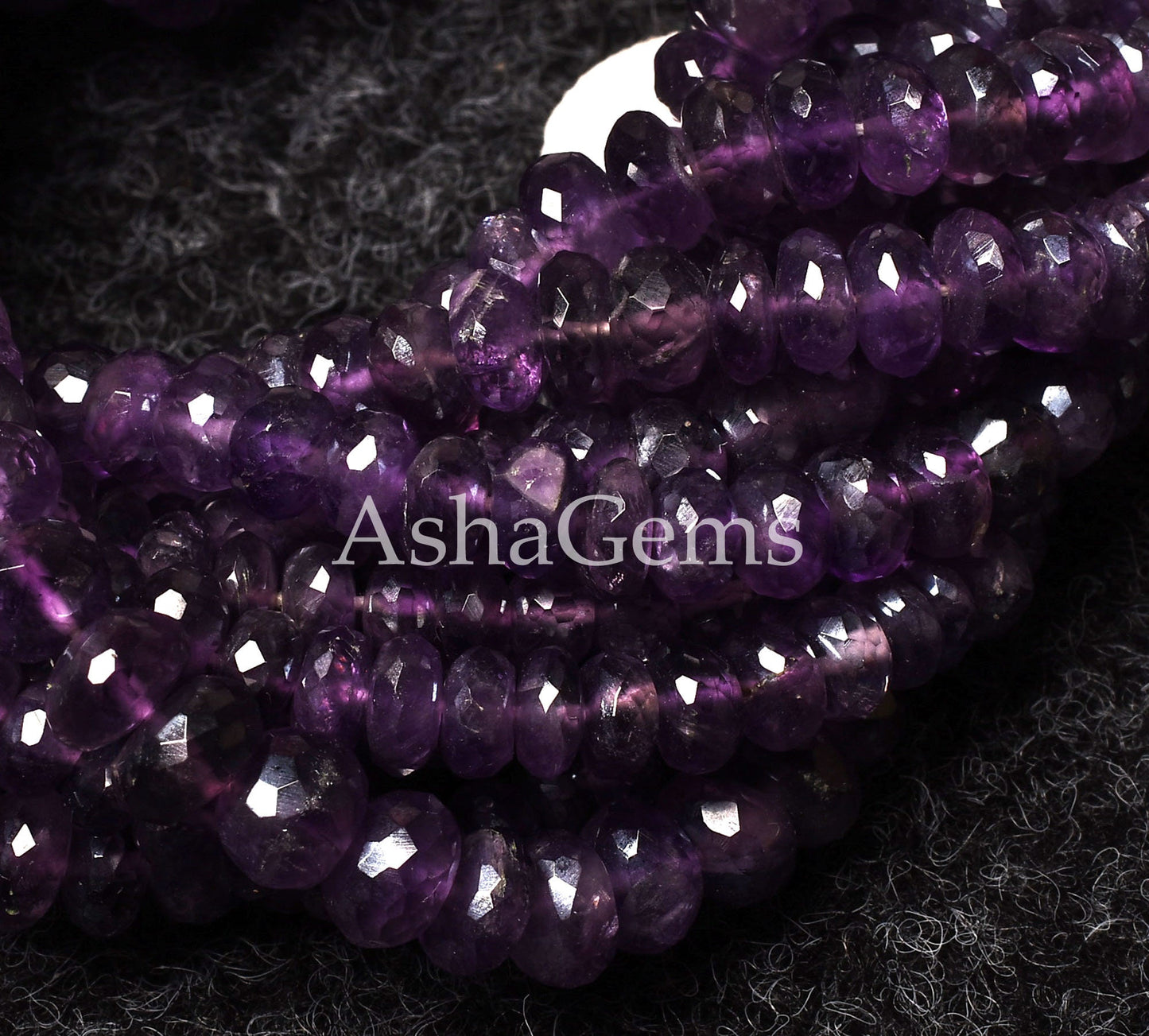 8"Strand Beautiful Natural African Amethyst Silver Coated Faceted Rondelle Gemstone Beads, Fine Quality,Purple Amethyst,Jewelry Making Craft