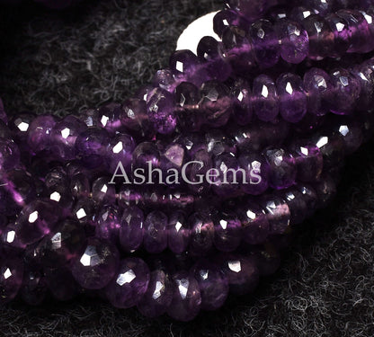 8"Strand Beautiful Natural African Amethyst Silver Coated Faceted Rondelle Gemstone Beads, Fine Quality,Purple Amethyst,Jewelry Making Craft