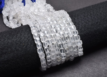 White Crystal quartz faceted 3D Cube Box Beads, Natural Crystal beads,8" Crystal faceted Cube Box Gemstone Beads Jewelry Making Crafts SALE
