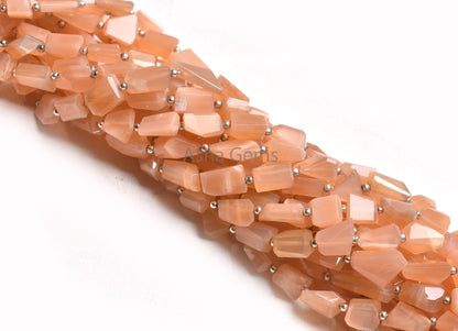 AAA Quality Peach Moonstone Faceted Nugget Shape Beads, Natural Moonstone Tumble Briolette Straight Drill Bead, Pink Moonstone Beads Jewelry