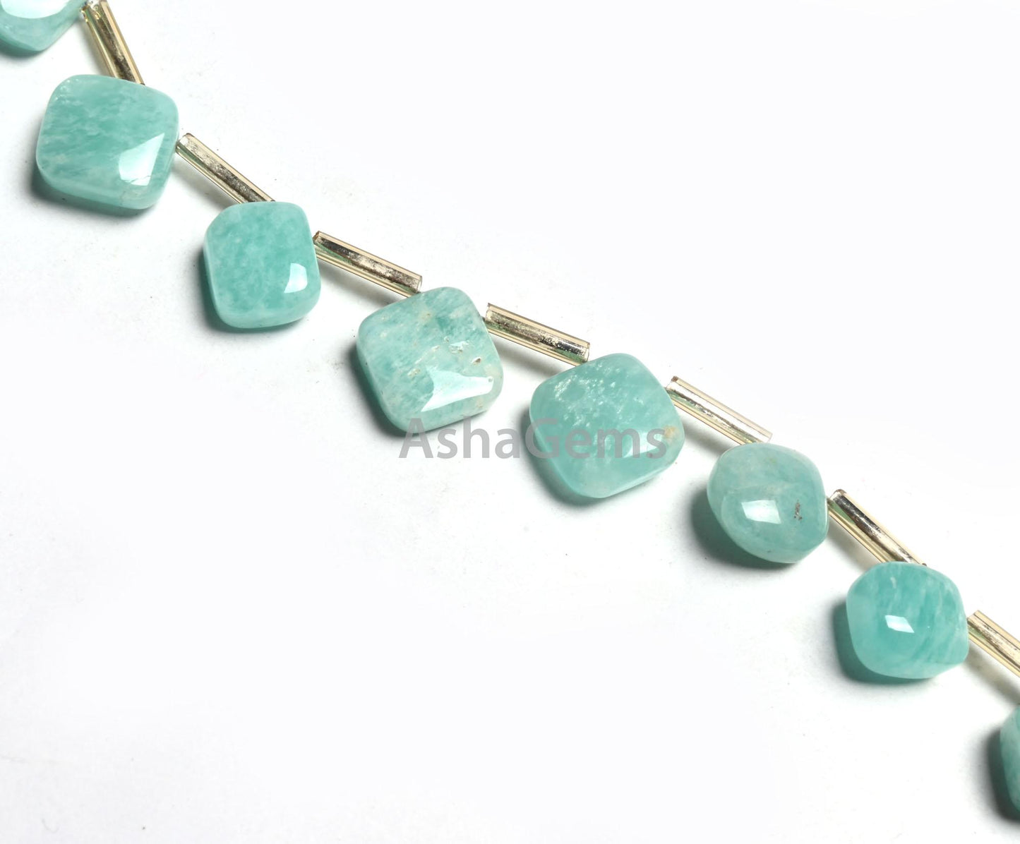 Natural Amazonite Fancy Square+ 1 Piece Heart Smooth Gemstone Beads,  Amazonite handmade Uneven Shape Side Drill Beads Jewelry making Crafts