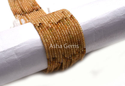 AAA Natural Yellow Tourmaline Faceted Micro Cut Beads,2.5mm Rare Shaded Yellow Tourmaline Machine Cut Rondelle Gemstone Bead Tourmaline SALE