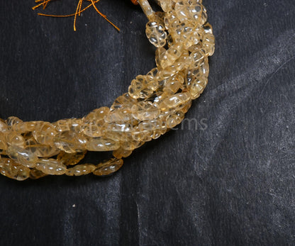 Beautiful Citrine Quartz Carved Oval Shape Gemstone Beads,7.5-12 mm Natural Yellow Citrine Carving fancy Oval T Drill Handmade Beads Jewelry