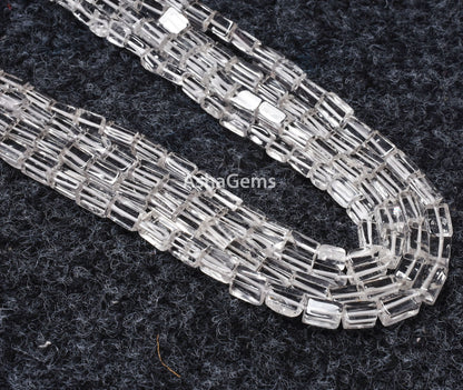 White Crystal Quartz Smooth Gemstone Bead, Natural Clear Crystal Quartz Rectangle Shape Beads,Handmade Plain Briolette Jewelry Beads SALE