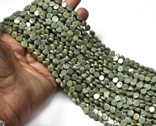 beautiful Cats Eye Smooth Coin Shape Beads,13" Strand Natural Green Cats Eye Plain Coin handmade Gemstone bead For Jewelry making craft SALE