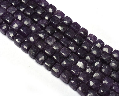 Natural Purple Lepidolite Faceted Cube Box Beads,8" Strand Lepidolite 3D Cube Gemstone Beads, Lepidolite Beads For Jewelry making Craft SALE