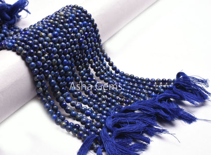 Natural Lapis Lazuli Smooth Round Beads,5, 5.5 mm Blue lapis Round Gemstone Beads,13" Strand Lapis Beads For Jewelry Making Handicrafts SALE