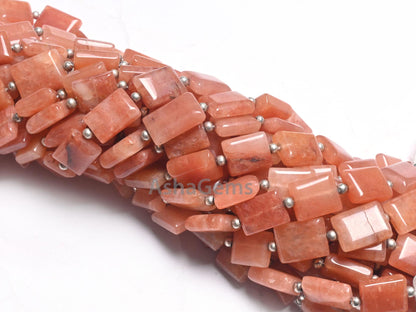 Fine Peach Quartz Fancy Chicklet Handmade Beads,9" Strand Pink Quartz Rectangle Shape Straight Drill Gemstone Loose Bead Jewelry Making SALE