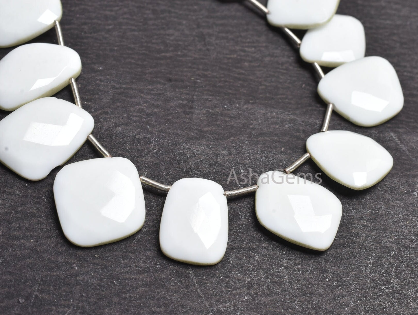 Beautiful White Agate Fancy Slice Shape Side Drill Beads,6" Strand Natural Agate Uneven Flat Slice Gemstone Beads For Jewelry Making Crafts