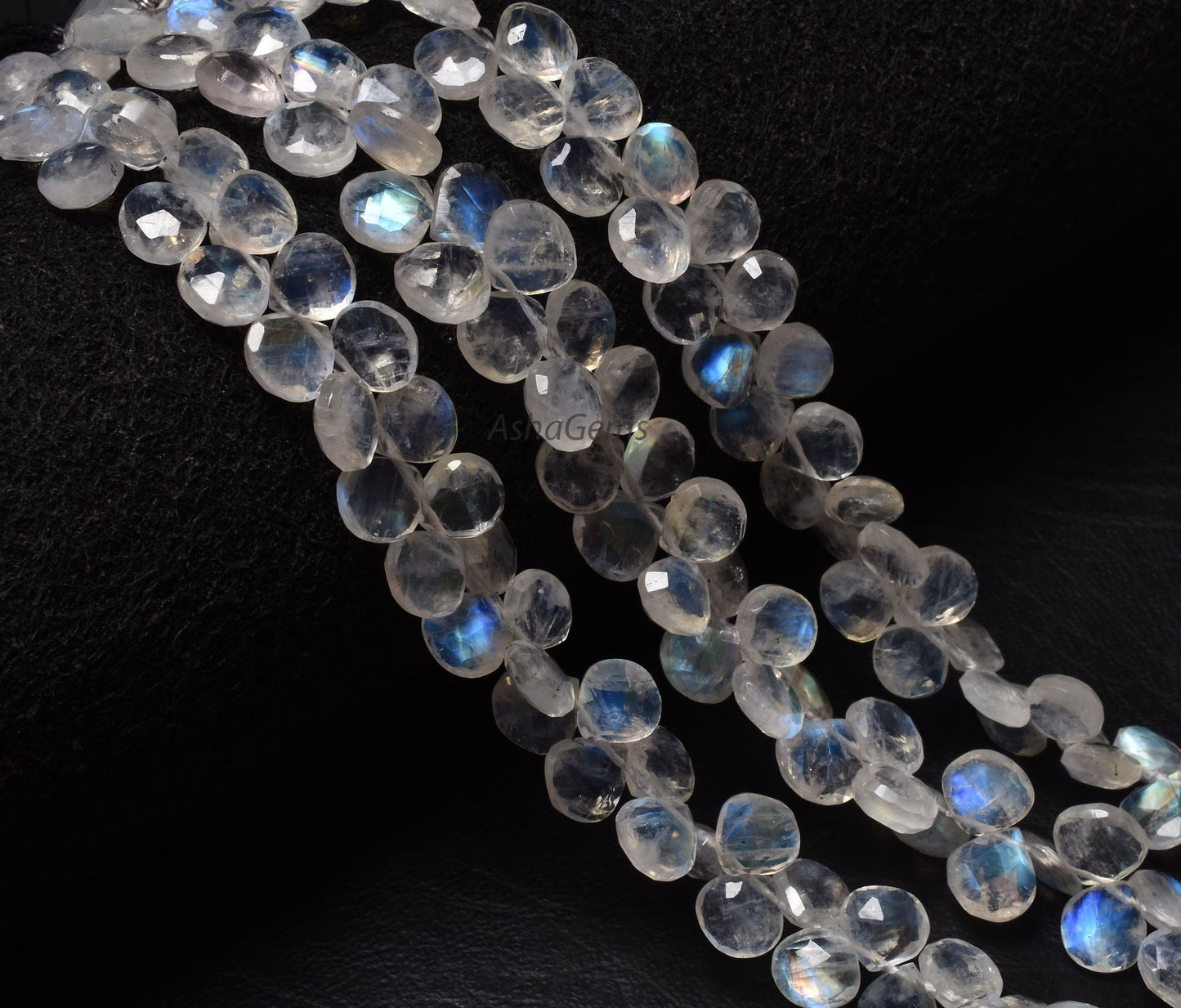 Blue Fire Rainbow Moonstone Heart Shape Faceted Gemstone Loose Beads,6-7mm AAA Rainbow Moonstone Bead, Natural White Rainbow Heart Bead SALE