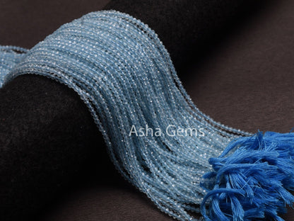 AAA Quality Blue Aquamarine Micro Cut Gemstone Beads,2.5 mm Natural Aquamarine Machine Cut Rondelle Beads, Real Blue Aquamarine Bead Jewelry