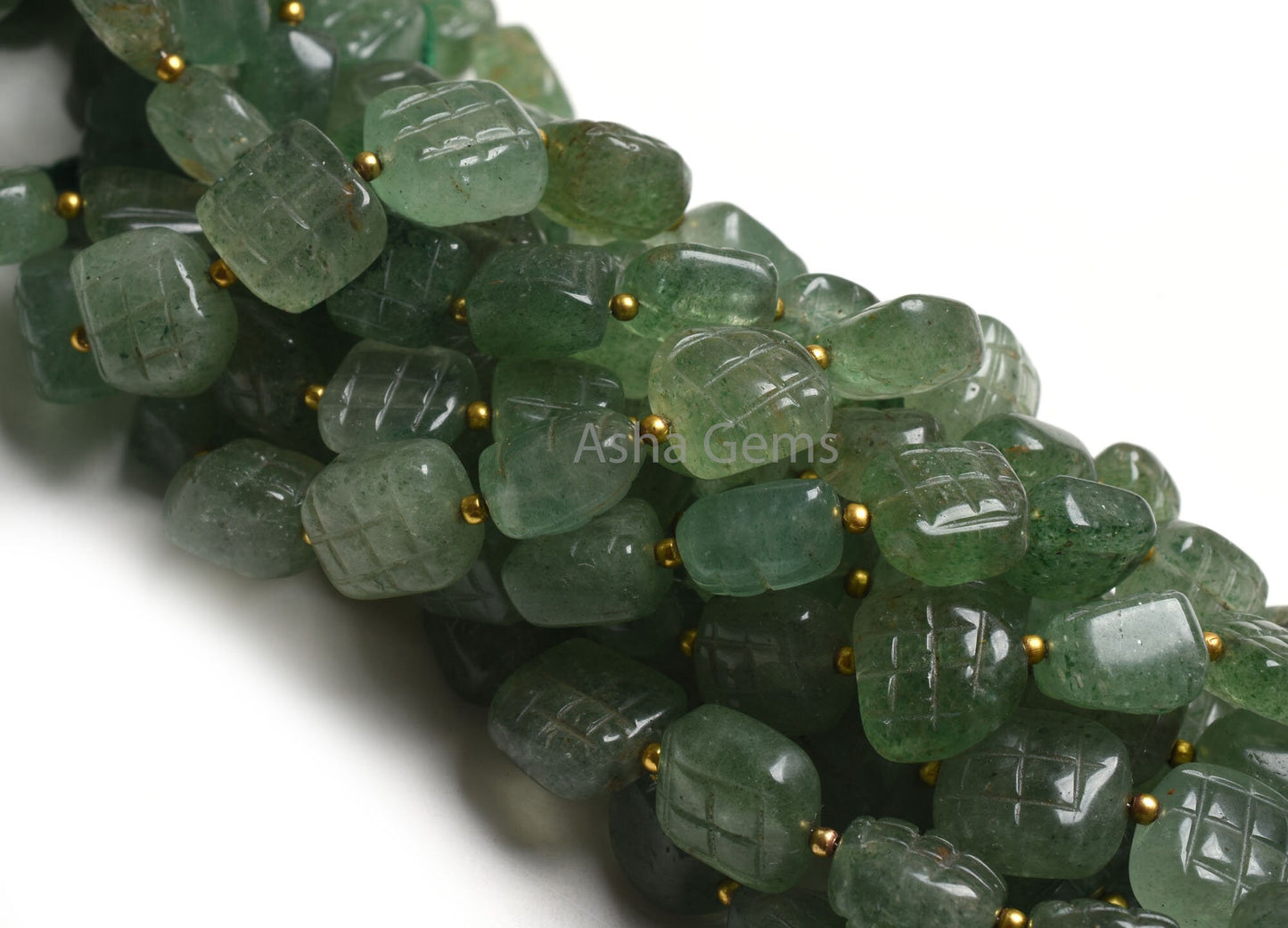 Beautiful Strawberry Quartz Fancy Shape Carved Gemstone Beads,8" Strand Natural Green Strawberry Carving Uneven Square Nugget Handmade Beads