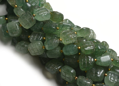 Beautiful Strawberry Quartz Fancy Shape Carved Gemstone Beads,8" Strand Natural Green Strawberry Carving Uneven Square Nugget Handmade Beads
