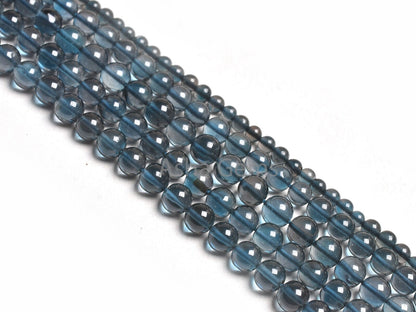 Genuine London Blue Topaz Smooth Round Shape Gemstone Beads,10"Strand Blue Topaz Bead, AAA London Blue Topaz Round Ball Beads Jewelry making