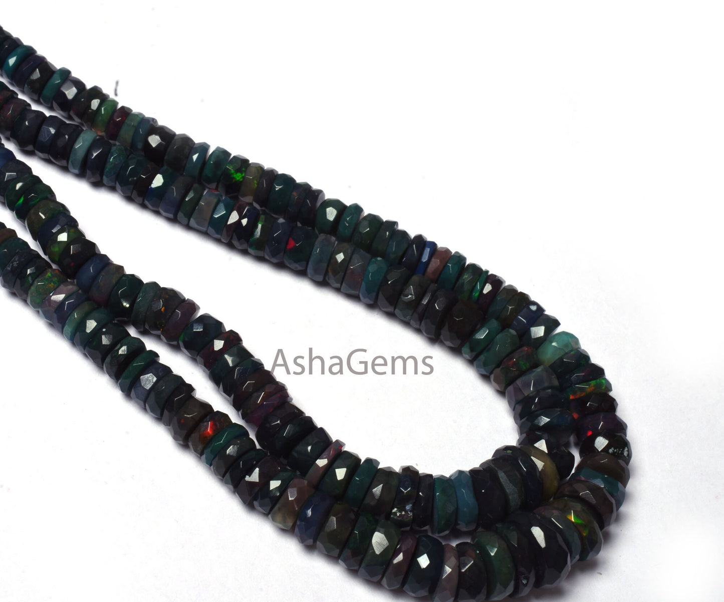16"Strand Multi Blue Ethiopian Opal faceted tyre Gemstone Beads Welo Flash Ethiopian Opal Tyre Bead Opal faceted Tyre Beads Necklace Jewelry